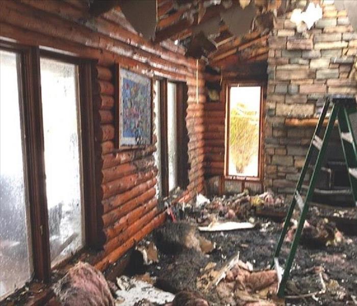 Fire destroyed living room