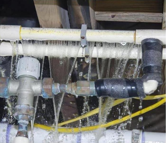 Pipes that had burst due to freezing