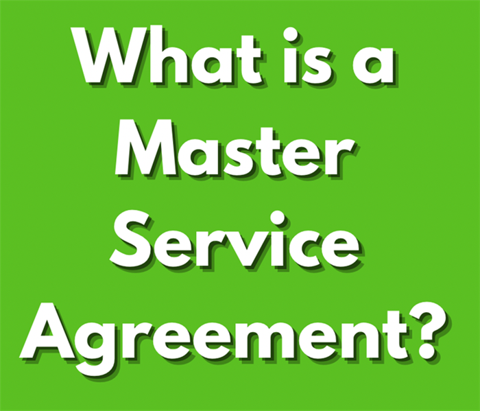 Green background with orange logo and the words “What is a Master Service Agreement”